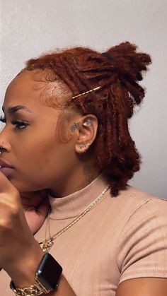 Loc Styled For Short Locs, Very Short Dreadlocks, Ear Length Locs, Short Length Loc Styles, Twa Locs, Very Short Locs Hairstyles, Lox Journey, Really Short Locs, Very Short Locs