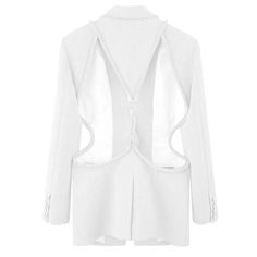 Regine Backless Blazer FancySticated Elegant White Blazer For Night Out, Tailored White Blazer For Night Out, Tailored White Blazer For A Night Out, White Tailored Blazer For Night Out, Fitted Tuxedo Blazer For Night Out, White Blazer For Night Out In Fall, Fitted Single Breasted Blazer For Night Out, Chic White Party Blazer, Blazer For Women