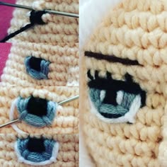 the crocheted doll is being worked on