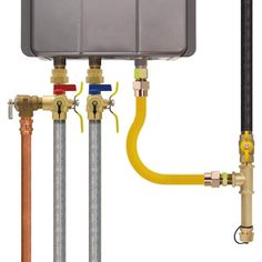 three different types of water heaters and hoses