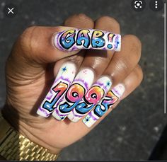 Domo Nails, 90s Nails, Poppin Nails, Graffiti Nails, Airbrush Nails, Long Nail Designs, Edgy Nails, Grunge Nails, Exotic Nails