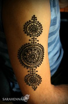 a person with a tattoo on their arm that has an intricate design in the middle