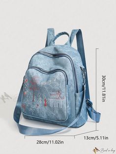 Bird in Bag - Elegant Solid Color Shoulder Bag for Women Casual Bags For Back To School, Casual On-the-go Bags For Back To School, Casual Bags For On-the-go And Back To School, Spring Backpack For Daily Use, Spring Backpack Shoulder Bag With Zipper, Trendy Standard Backpack For Spring, Functional Blue Backpack Shoulder Bag, Blue Shoulder Bag Backpack With Pockets, Casual Standard Backpack For Spring