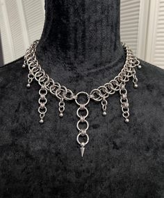 Made of 100% stainless steel  Length is 17 inches but can be made to your measurements Bottle Tab Chainmail, Chain Mail Jewelry, Chainmail Diy, Chainmaille Choker, Choker Diy, Chainmail Choker, Chainmaille Jewelry Patterns, Chainmail Patterns, Chainmail Necklace