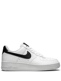 White/black/white leather Air Force 1 '07 sneakers from NIKE featuring signature Swoosh logo detail, pebbled texture, panelled design, perforated, logo patch at the tongue, round toe, front lace-up fastening and signature Air cushioning. These styles are supplied by a premium sneaker marketplace. Stocking only the most sought-after footwear, they source and curate some of the most hard to find sneakers from around the world.. | Nike Air Force 1 '07 sneakers Nike Air Force White, Tenis Air Force, Nike T, Nike Air Force 1 Low, Nike Air Max Plus, Swoosh Logo, Air Force 1 Low, Black Sneakers, Nike Sneakers