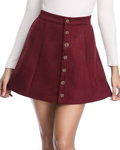 Women's Faux Suede Skirt Button Closure A-Line High Wasit Mini Short Skirt 2020 Wine Medium  Mini skirt outfit | Short skirt outfit I get commissions for purchases made through links in this post. #ad  Mini Skirt Outfit Faux Suede Skirt, Skirts With Boots, Suede Mini Skirt, Suede Skirt, Mini Short, Suede Material, Chambray Shirt, Casual Fall Outfits, Short Skirt