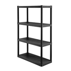 four tiered shelving unit in black