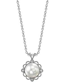 White South Sea Pearl Lea Pendant Graceful Pearl Pendant Necklace For Formal Occasions, Graceful Pearl Necklace With Pendant For Formal Occasions, Graceful Pearl Necklace With Pendant For Formal Events, Luxury Pearl Pendant Necklace For Formal Occasions, Elegant Pearl Necklace With Diamond Accents, Classic Pearl Necklace With Diamond Accents As A Gift, Classic Pearl Necklace With Diamond Accents For Gift, Elegant Pearl Necklace With Diamond Accents For Anniversary, Classic Pearl Necklace With Round Pendant For Anniversary