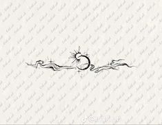 the sun and moon tattoo design is shown in black ink on white paper with watermarking