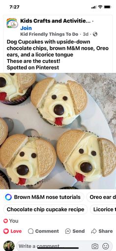 some cupcakes that have been made to look like dogs with their mouths open