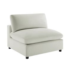 a white chair with black legs on a white background