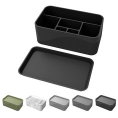 an assortment of trays and containers are shown