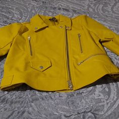 A Showstopper Make A Statement With Just The Jacket Brand New Trendy Yellow Outerwear With Zipper Closure, Trendy Yellow Biker Jacket For Winter, Yellow Biker Outerwear For Winter, Casual Yellow Fall Biker Jacket, Trendy Yellow Biker Jacket For Fall, Casual Yellow Biker Jacket For Fall, Casual Yellow Biker Jacket For Spring, Fake Leather Jacket, Diesel Jacket