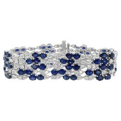 18K White Gold Blue Sapphire- 33.44 Cts Rose Cut Diamonds- 7.59 Cts Diamonds-3.31 Cts All Diamonds are G-H/SI Flexible Bracelet, 3 Sisters, White Gold Bracelet, Rose Cut Diamond, Rose Cut, Diamond White, Blue Sapphire, Cuff Bracelets, Diamond Cuts