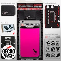 the case is pink and has black accents on it, including an additional accessory for the phone