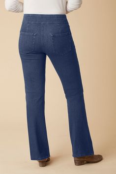 Knit Denim Pull-On Bootcut Jeans - Coldwater Creek Stretch Denim Pull-on Jeans, Versatile Stretch Denim Flare Jeans, Dark Wash Mid-rise Pull-on Jeans, Dark Wash Pull-on Jeans For Fall, Fall Dark Wash Pull-on Jeans, Mid-rise Comfort Stretch Denim Blue Jeans, Comfort Stretch Denim Jeans, High Rise Non-stretch Pull-on Jeans, Non-stretch High Rise Pull-on Jeans