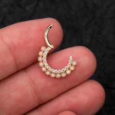 gold daith earrings Bee Daith Piercing, Daith Diamond Hoop, Daith Earrings Moon, Opal Septum Piercing, Daith Jewelry Opal, Septum Hoop, Daith Earrings, Septum Clicker, Helix Earrings