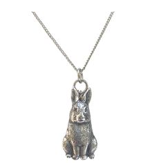 Bunny Gift, Silver Bunny Necklace, Handcrafted Bunny Jewelry, Bunny Necklace, Bunny Gifts, Curb Chain, Easter Gift, Teen Wolf, Vintage Silver, Silver Necklace, Easter