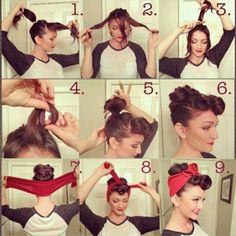 My daughters would like this!       How to Rockabilly hair x Cabelo Pin Up, 50s Hairstyles, Rockabilly Hair, Pin Curls, Pin Up Hair, Short Haircut, Rockabilly Fashion, Retro Hairstyles, Vintage Hairstyles