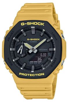 CASIO G-SHOCK Carbon Core Guard GA-2110SU-9AJF Men's Watch 2020 Model New in Box #gshockwatch #gshockwatches #menswatch  #giftideas #birthdaygiftideas #husbandgiftideas #giftideasforbrother #giftforboyfriend #watchesformen #anniversarygiftideas #mensjewelry #mensfashion G Shock Ga 2100, Yellow Watches, Liquid Crystal Display, Casio Watch, Digital Watch