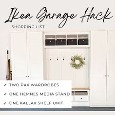 an image of a white closet with the words ken george's shopping list