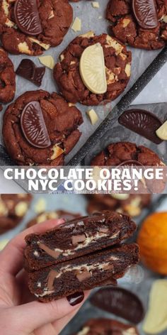 Christmas Nyc Cookies, Janes Patisserie Cookies, Nyc Cookies Recipe, Orange Chocolate Cookies, Chocolate Orange Desserts, Jane Patisserie, Nyc Cookies, Cookies Orange, Thick Cookies