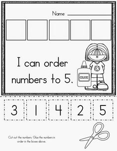 a printable worksheet for numbers to 5 with the words i can order