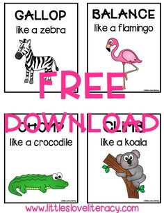 free printables for kids to learn how to read the animals and their names