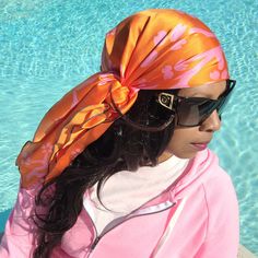 Chic Summer Beach Headscarf, Chic Summer Headscarf One Size, Chic One-size Summer Headscarf, Elegant Headscarf For Spring Beach Outings, Elegant Summer Beach Scarves, One Size Summer Shawl, Trendy Silk Shawl Scarf For Summer, Summer Silk Shawl Scarf, Trendy Silk Scarf For Summer