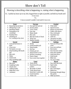 a table that has different types of words and phrases on it, with the text below