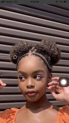 Natural Hair Braided Into Two Puffs, Afro Puff Hairstyles Black Women Updo, Afro Puff Pigtails, Small Puffs Natural Hair, 2 Puffs With Bangs, Afro Pigtails Natural Hair, Puff With Braids Natural Hair, 2 Puff Hairstyles Natural Hair, Three Puffs Natural Hair