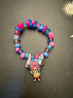 Kandi Bracelets Anime, Kuromi Kandi Bracelet, One Piece Kandi Bracelet, Character Kandi Bracelets, Character Kandi, Band Ideas