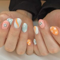 Dress Lookbook, Teen Nails, Girls Nail Designs, April Nails, Summer Gel Nails, Retro Nails