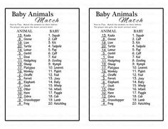 two baby animals names and their meanings for each child's birth day, with the same