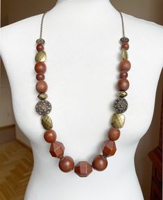 Total length: 95 cm/ 37"  Part with beads: 50 cm/ 20"  Very good condition Shipped free with any other item in my shop I ship internationally registered airmail with tracking number from Lithuania N034 Brown Long Necklace With Colorful Beads, Brown Long Beaded Necklace With Faceted Beads, Long Necklace With Large Beads, Brown Faceted Beads Long Necklace, Brown Long Necklace With Faceted Beads, Brown Beaded Necklace With Stones, Brown Necklaces With Round Beads And Stones, Wood Bead Necklace, Metal Beads