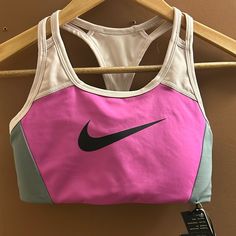 Nike Sports Bra Nwt Size: S Fitted Pink Color Block Activewear, Pink Breathable Sports Bra For Sports Events, Pink Breathable Sports Bra, Pink Athleisure Activewear For Sports Events, Pink Color Block Athleisure Activewear, Spring Athleisure Activewear For Sports Events, Pink Activewear For Sports Events And Season, Color Block Activewear For Sports, Pink Color Block Sporty Activewear