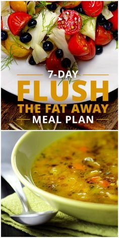 If youre ready to flush the fat away, try our 7-Day Meal Plan that includes clean eating recipes, drinks designed with flushing properties, whole food snacks, and a daily recipe that boosts the bodys ability to flush out toxins. #detox #flushthefataway Whole Food Snacks, Fat Flush Recipes, Flush Out Toxins, Smoothies Vegan, Recipes Drinks, 7 Day Meal Plan, Food Snacks, Detox Recipes