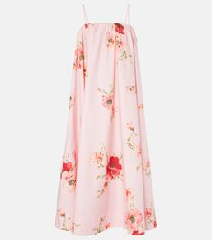 Lightburst Puff floral cotton midi dress in pink - Zimmermann | Mytheresa Midi Dress Style, Zimmermann Dress, Cotton Midi Dress, Pink Midi Dress, Cycling Outfit, Made In China, Red Floral, Square Neck, Midi Length