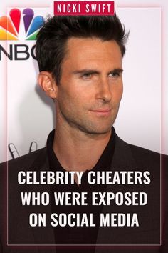 a man in a black suit with the words celebrity cheats who were exposed on social media