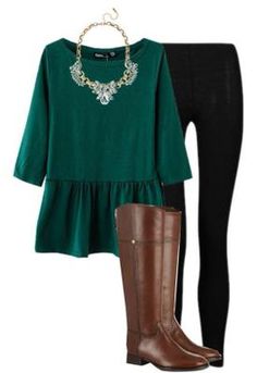 Green Top, Fall Winter Style, Statement Necklaces, My Dream Closet, Fall Winter Outfits, Brown Boots, Holiday Outfits