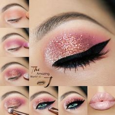 Glitter Eyes Makeup Tutorial #glittereyeshadow #eyesmakeup How To Do Makeup like a pro? We have many simple step by step tutorials  for beginners. Explore all about contouring, eyeliner, eyeshadows, etc.  #makeuptutorial #stepbystepmakeup #makeup Glitter Eyes Makeup, Eyes Makeup Tutorial, Eye Makeup Glitter, Nye Makeup, Pink Eye Makeup, Makeup Tutorial Eyeliner, Perfect Eyeliner, Glitter Eye Makeup