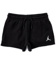 From Jordan&#x2C; these shorts feature:Smooth on the outside and soft on the insidePull-on stylingEncased elastic waistband with drawcordOn-seam pocketsEmbroidered "Jumpman" icon logo detail on one legCotton/polyester fleeceMachine wash/tumble dryImported. Black Shorts Women, Jordan Shorts, Black Jordans, Jordans Women, Fleece Shorts, Women Essentials, Dillard's, Outfit Idea, Short Girls