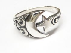 Ring Silver with ornaments Motif "Moon and Stars" made of sterling silver comfortable to wear Ring size: 56 - 17.8 - 7.5 Ring width: 1.3 cm Article : Art. 2485 guaranteed 925 sterling silver Stamp 925 Sterling Silver Crescent Celestial Ring, Celestial Sterling Silver Star Ring, Nickel Free Sterling Silver Crescent Rings, Silver Crescent Rings Nickel Free, Nickel-free Sterling Silver Crescent Rings, Nickel Free Silver Crescent Rings, Nickel-free Silver Crescent Rings, Nickel-free Crescent Sterling Silver Rings, Symbolic Silver Star-shaped Ring