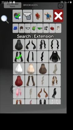 the screenshot shows different types of hair