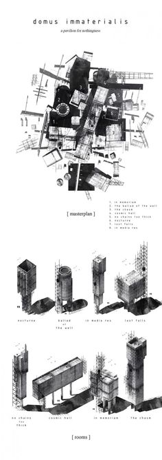 architectural drawings showing different types of structures and their functions, including the structure of an object