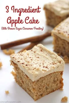 three ingredient apple cake with brown sugar cinnamon frosting