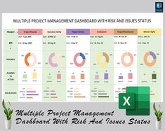 multiple project management dashboard with tasks status and timestamp in excel, powerpoint