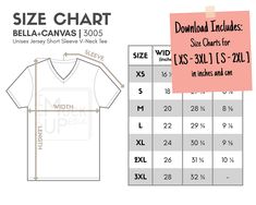 Looking for a simple yet informative size chart for your business? Look no further, this size chart is made just for you! This listing is for Bella Canvas 3005 Unisex Jersey Short Sleeve V-Neck Tee. You will have the option to select the sizes your shop has to offer, between XS-3XL or S-2XL.  This size chart is designed in a neutral color to suit a wide range of apparel businesses. The ratio of the image fits perfectly on Etsy Marketplace.  *Get the matching Size Chart Here! https://etsy.me/3iG2 Business Look, Neutral Color, V Neck Tee, Jersey Shorts, Neutral Colors, Bella Canvas, The Selection, Size Chart, Resolution