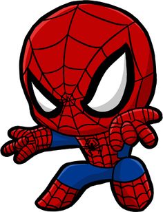 a cartoon spider man with his hands in the air