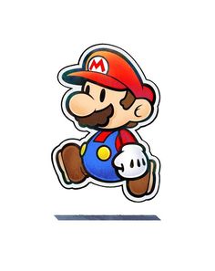 an image of mario running in the air with his foot on top of another sticker